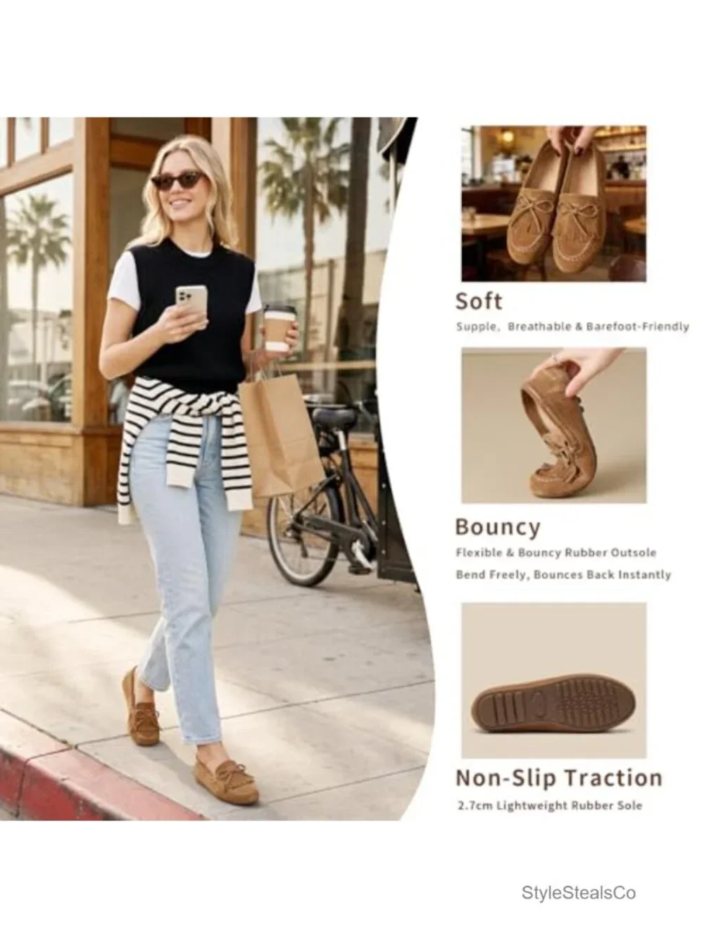 Premium Suede Leather Driving Mocc Fringe Bow Slip-On Loafers Flats
